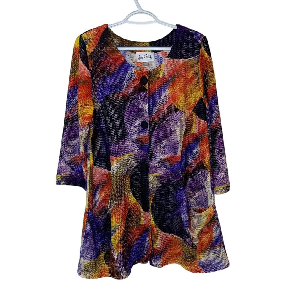 Joseph Ribkoff Abstract Print Button Front Jacket Multi Color 8 - Picture 2 of 11